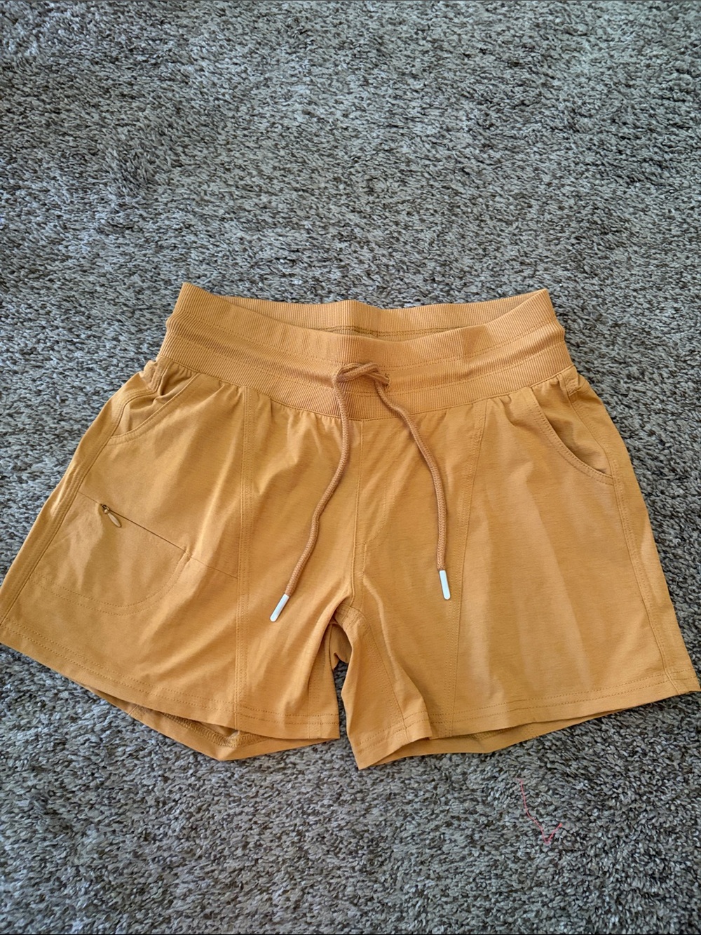 ZYIA Women’s Drawstring Athletic Shorts in Mustard Gold